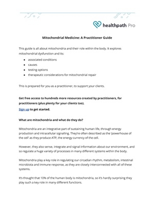 6. Practitioner Guide to Mitochondrial Medicine - Healthpath Pro
